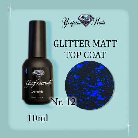 Glitter Rubber Matt Top Coat 10ml Nr.12