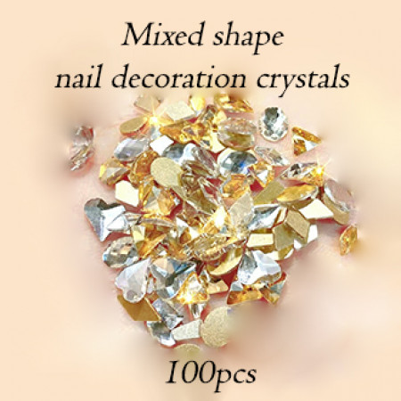 Mixed shape Crystals Gold 100pcs