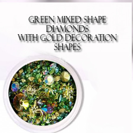 Mixed shape Diamonds Green with Gold Decoration shapes