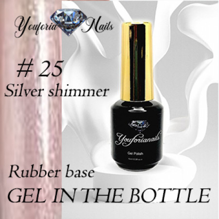 Rubber Base Gel in the Bottle Nr.25 Silver Shimmer 15ml