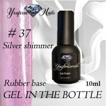 Rubber Base Gel in the Bottle Silver Shimmer Nr.37 10ml