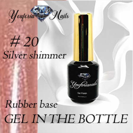 Rubber Base Gel in the Bottle Nr.20 Silver Shimmer 15ml