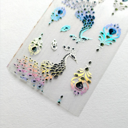 Holographic Peacock Nail Art transfer foil
