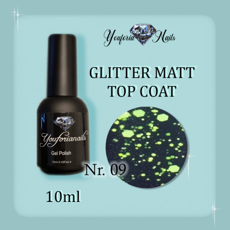 Glitter Rubber Matt Top Coat 10ml Nr.09
