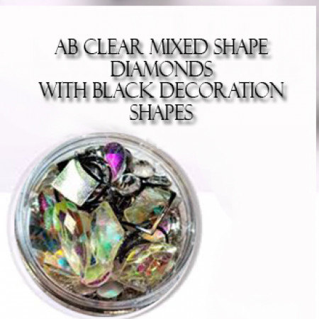 Mixed shape Diamonds AB Clear with Black Decoratioin Shapes
