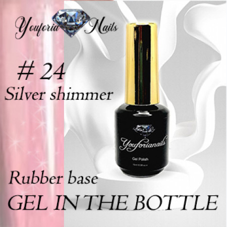 Rubber Base Gel in the Bottle Nr.24 Silver Shimmer 15ml