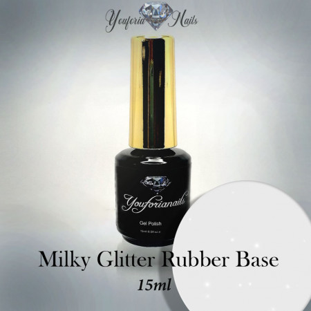 Milky Glitter Rubber Base (silver) 15ml bottle