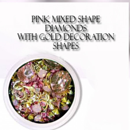 Mixed shape Diamonds Pink with Gold Decoration Shapes