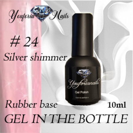 Rubber Base Gel in the Bottle  Silver Shimmer Nr.24 10ml