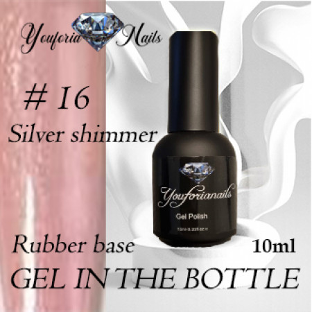 Rubber Base Gel in the Bottle Silver Shimmer Nr.16 10ml
