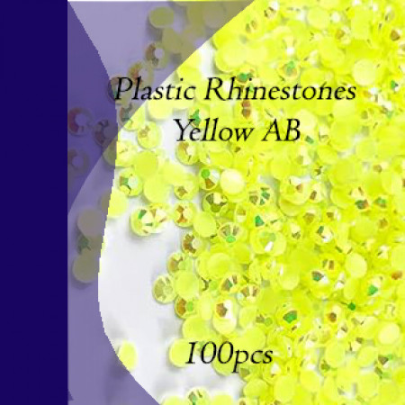 Plastic rhinestones Yellow AB effect SS10