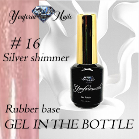 Rubber Base Gel in the Bottle Nr.16 Silver Shimmer 15ml