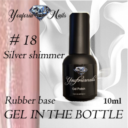 Rubber Base Gel in the Bottle Silver Shimmer Nr.18 10ml