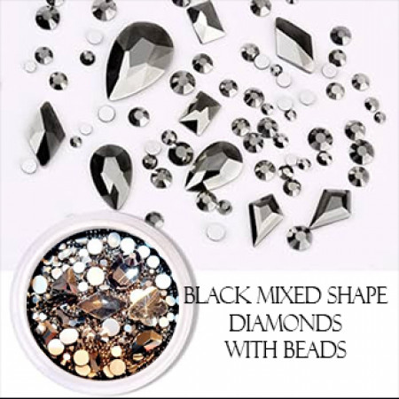 Mixed shape Diamonds Black with beads