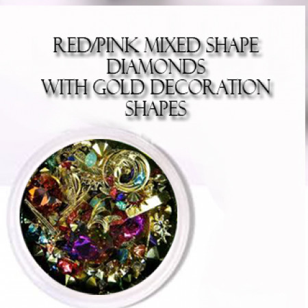 Mixed shape Diamonds Red/Pink with Gold Decoration Shapes