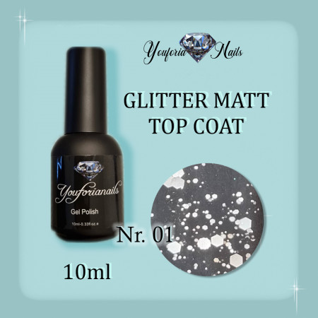 Glitter Rubber Matt Top Coat 10ml Nr.01