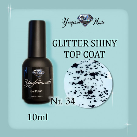 Shiny Top Coat Gel with Glitter particles 10ml