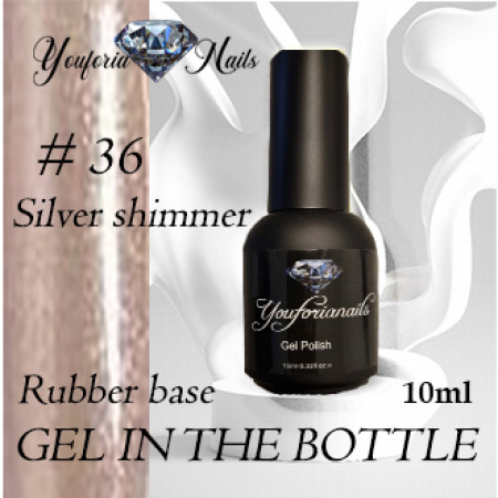 Rubber Base Gel in the Bottle Silver Shimmer Nr.36 10ml