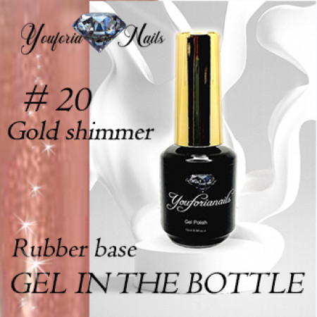 Rubber Base Gel in the Bottle 20 Gold Shimmer 15ml